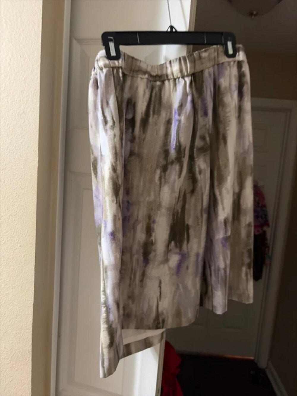 Chico’s Abstract Print Pull-On Skirt Gray Purple Size 2 XL